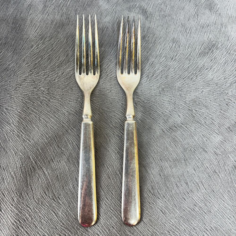 Silverplate Forks Lot of 2 Ludwig of England Vintage vs Antique 7 1/2" 4 Tines